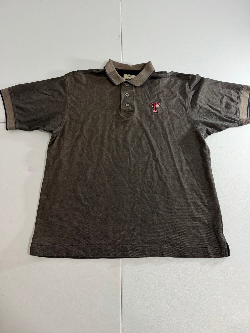 Cutter & Buck Texas Tech Red Raiders Polo Shirt Mens XL Gray 100% Cotton